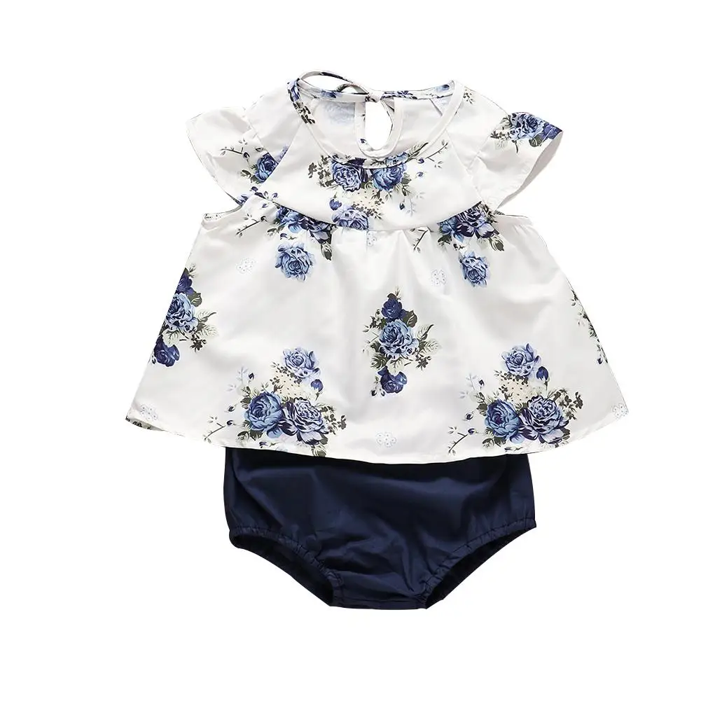 

2pcs/set Fashion Baby Girl Dress Blouse + Shorts Suit