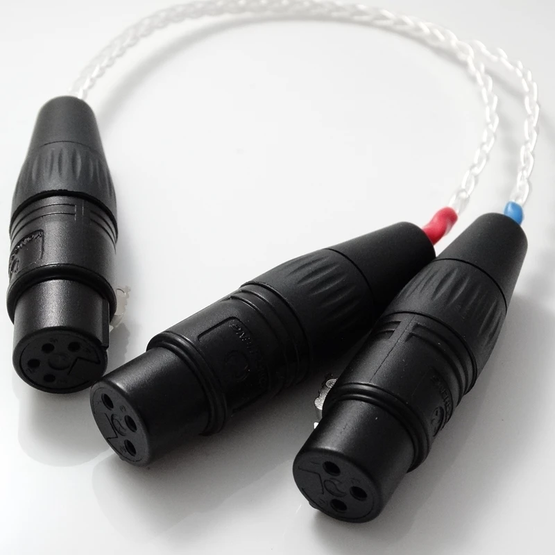 

4-pin XLR Female Balanced to 3-pin XLR Female Balanced Headphone Audio Adapter 5N PCOCC 8 cores Silver plated cable