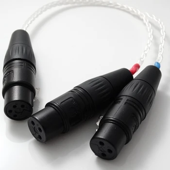 

4-pin XLR Female Balanced to 3-pin XLR Female Balanced Headphone Audio Adapter 5N PCOCC 8 cores Silver plated cable
