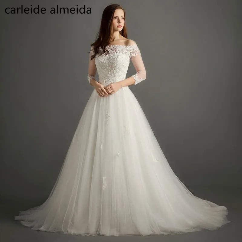 Vestidos de Novia A Line свадебное платье с вырезом лодочкой сексуальные свадебные платья