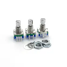 Codificador rotativo pçs/lote graus ec11 w, botão de apertar 5 pinos manuseio longo 15mm com uma construção interruptor de botão