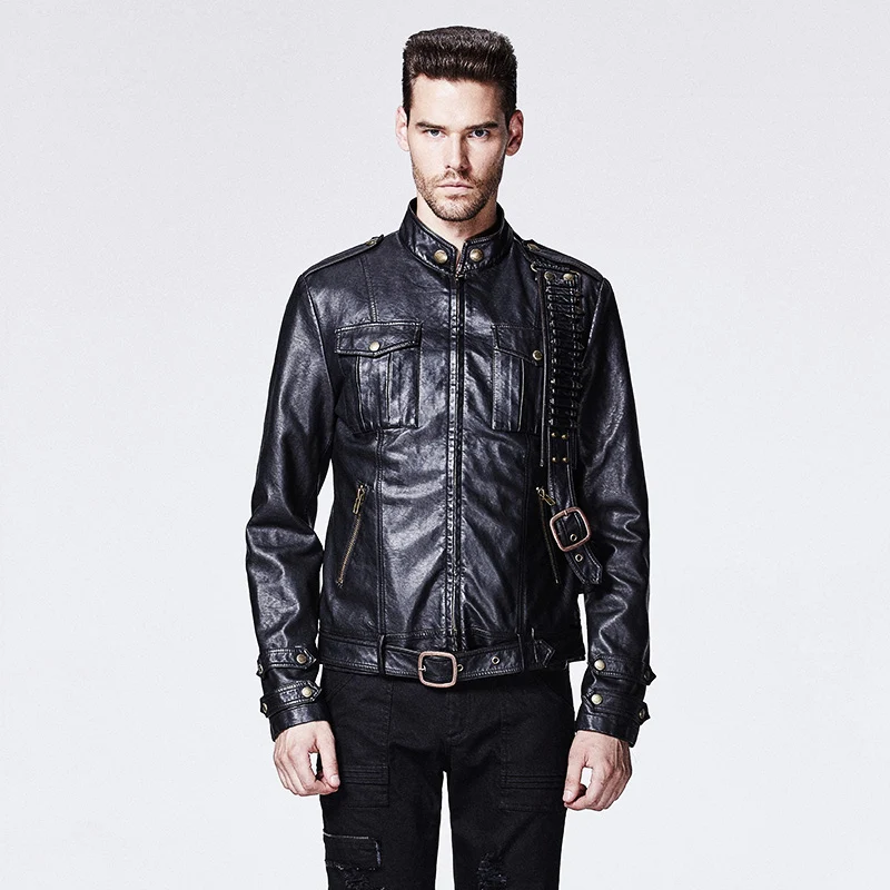 steunk black leather winter jacket rock daywear industrial motorcycle steunk black leather winter jacket rock daywear industrial motorcycle