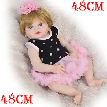 

19" 48cm Full Body silicone Reborn Babies Doll Bath Toy Lifelike Newborn Princess Baby Doll Bebe Bonecas Reborn menina