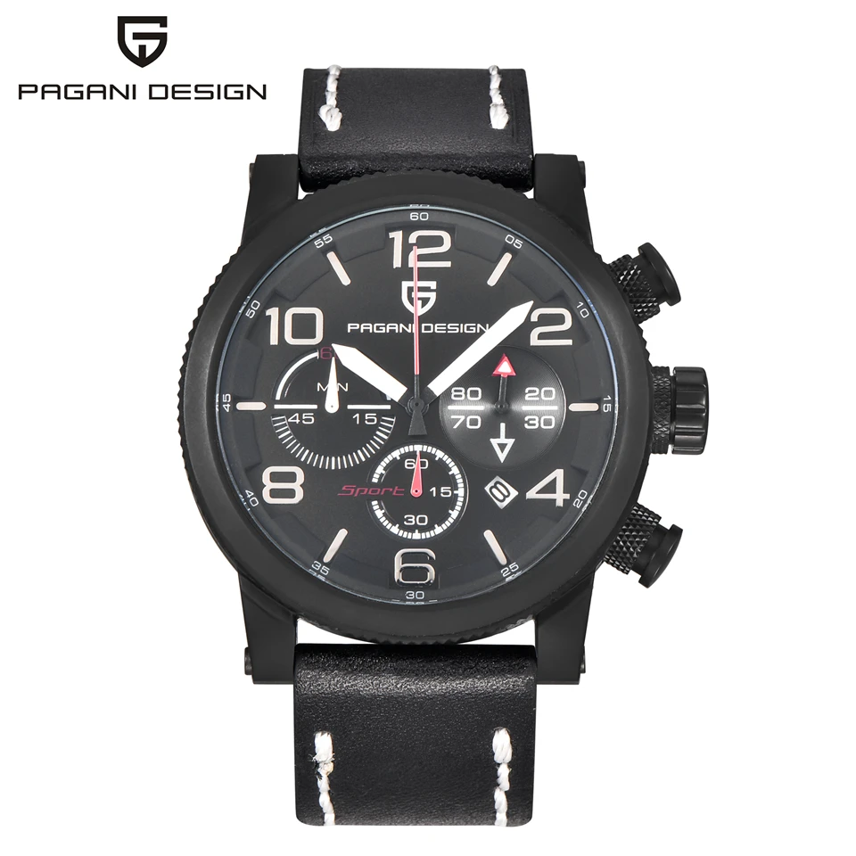  Relogio Masculino PAGANI DESIGN Men's Luxury Brand Black Military Watch Waterproof Chronograph Stop