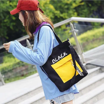 

Women's Handbag New Canvas Letter Single Shoulder Pack Literature and Art Canvas Pack