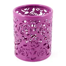 Фуксия полые розы узор металлическая ручка карандаш горшок держатель Организатор
