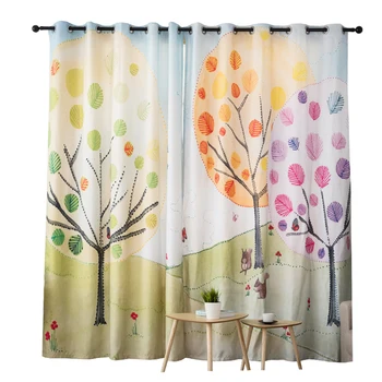 

Colorful animal plant sunshine cartoon digital print curtain for children's room living room bedroom