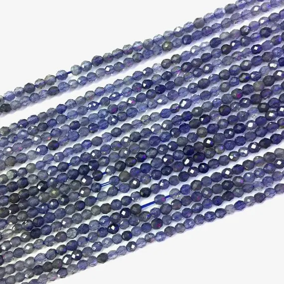 

Natural Lolite Beads Micro Faceted 2 3 4mm Tiny Lolite Beads Small Lolite Beads Blue Tiny Beads Blue Gem stone bead15.5"