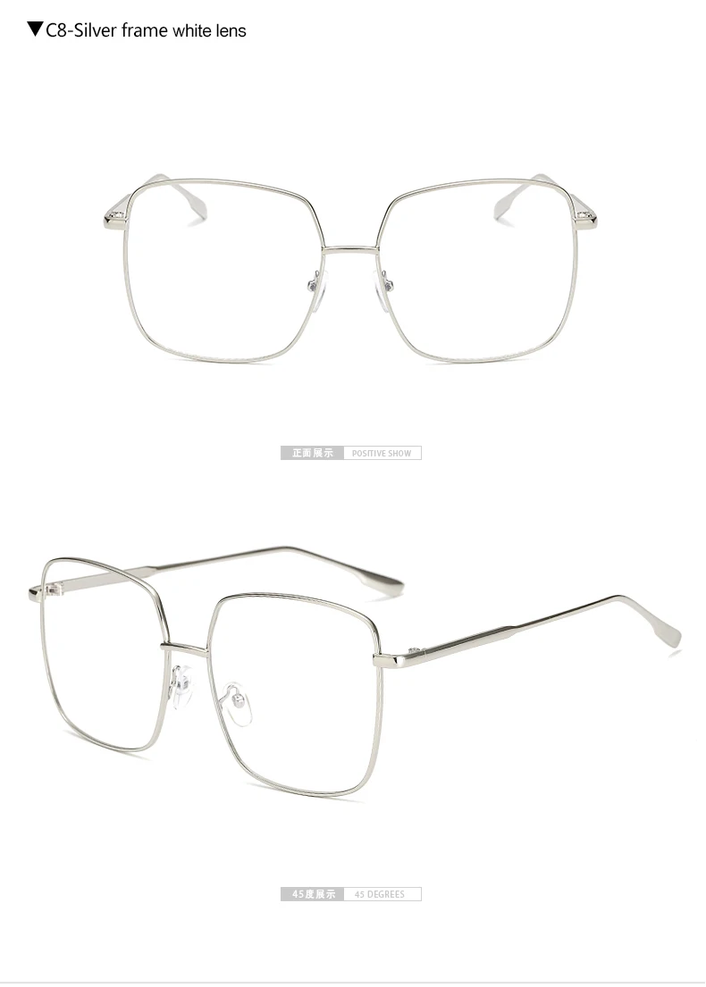 Женские квадратные очки большие размеры оправа женские металлические Ретро Винтажные дизайнерские оптические очки модные очки компьютерные очки