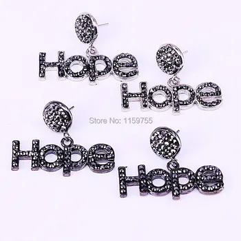 

4Pair Newest Simple Letter dangle earrings Pave rhinestone fashion metal earrings for women jewelry