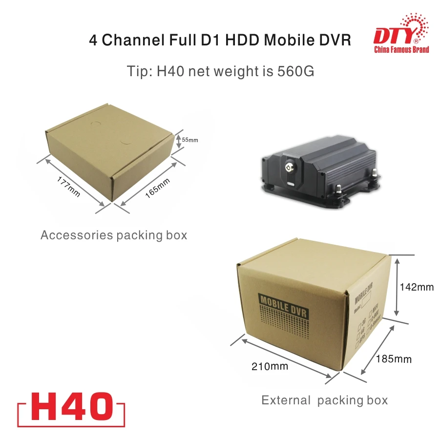 Fcc ce rohs обнаружения движения D1 4-канальный DVR H.264 с сетевой порт, H40