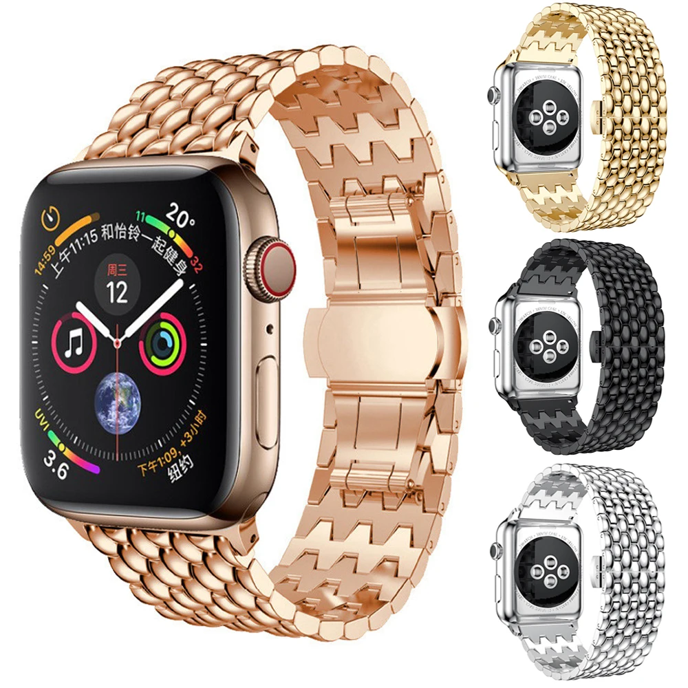 

Strap for iWatch 4 3 2 1 Series Bands Stainless Steel Bacelet for Apple Watch Band 38mm 42mm 40mm 44mm Straps Metal Rose Gold
