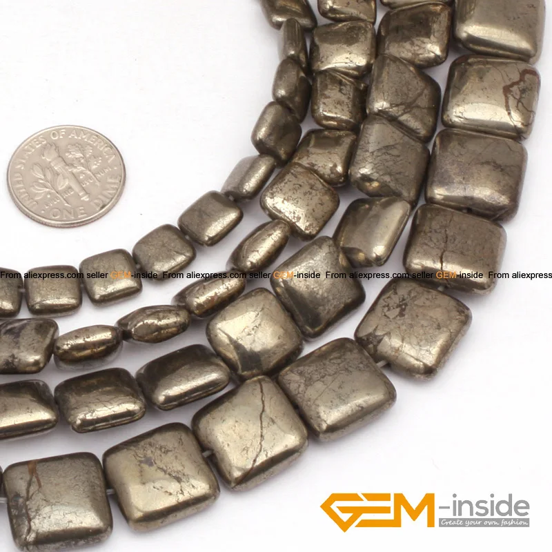 

Natural Stone Irony Gray Pyrite Square Beads For Jewelry Making Strand 15" DIY Bead For Bracelet Necklace Jewelry Making