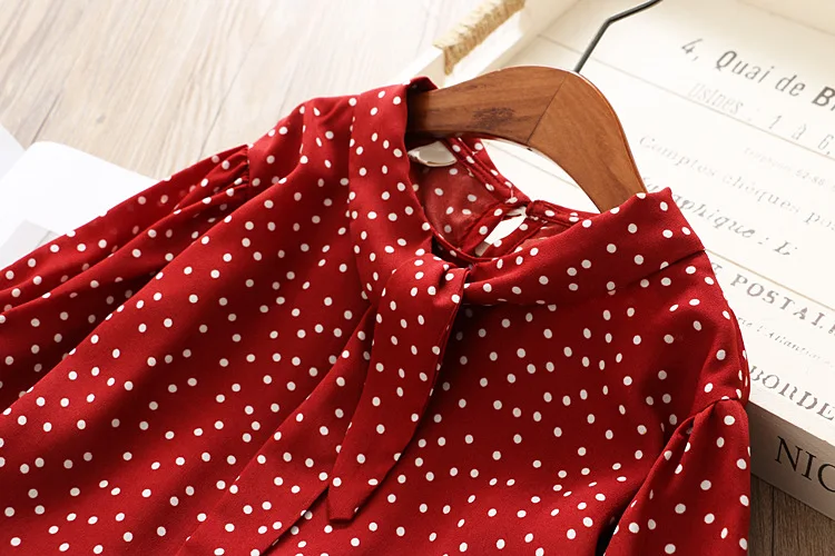 Camisas para Bebê Meninas Chiffon Camisa Blusa Vinho Vermelho Dot Manga Longa Primavera Menina Básico Roupas 2020 Crianças Bonito Topos 20 Weddings & Events