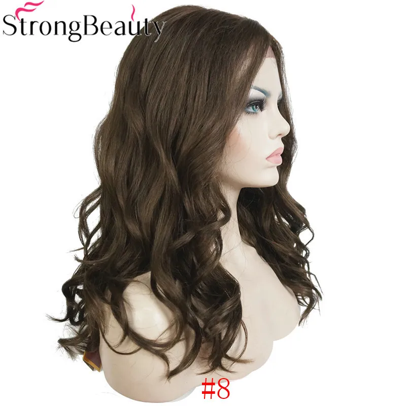 StrongBeauty синтетический парик фронта шнурка волнистые длинные женские парики термостойкие волосы
