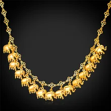 African font b Jewelry b font Women Charm Necklace Elephant Hollow Lucky Clover Gold Filled Platinum