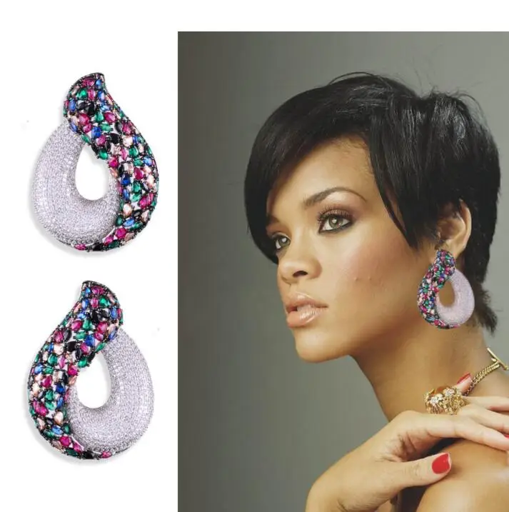 ACCKING, роскошные ювелирные изделия из чистого микро кубического циркония Для женщин для невесты, для свадьбы, помолвки серьги, большие размеры