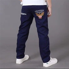 Г. Детские джинсы с надписями для мальчиков, Брюки повседневные узкие брюки с эластичной резинкой на талии для От 4 до 16 лет, детские джинсы, брюки, одежда