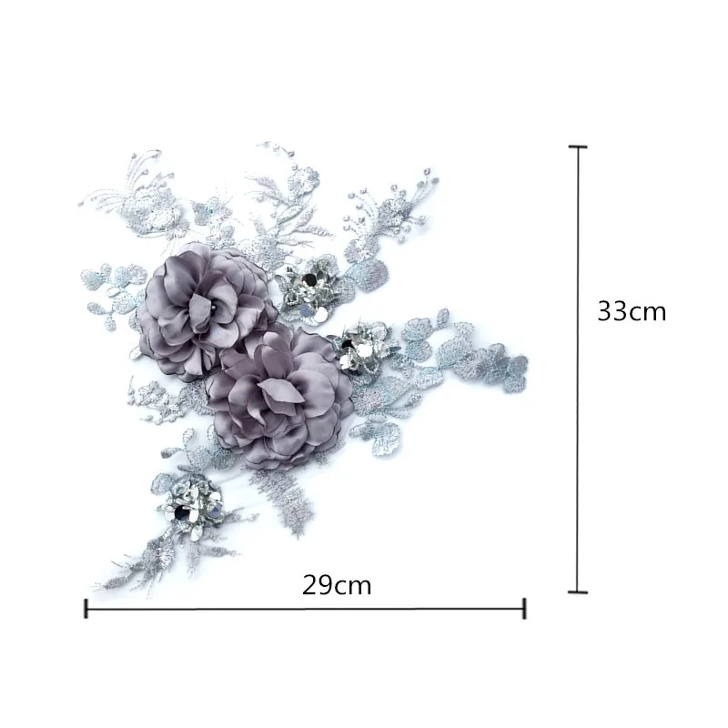 1 шт. серый цветок ручной работы большой цветок стерео кружево ткань патч орнамент для Аппликации Аксессуары для одежды