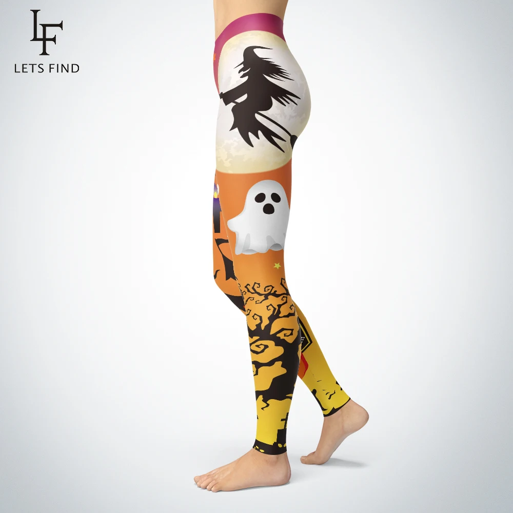 

2019 New Design Halloween Leggings Women Fashion Cool Leggins Print Witch Pumpkin Specter Nightmare Before Christmas Leggings