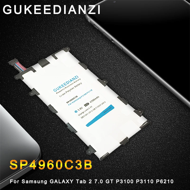 

GUKEEDIANZI Battery SP4960C3B For Samsung GALAXY Tab 7.0 Plus P3110 P3100 P6200 P6210 Tablet Battery 4000mAh +Power Bank
