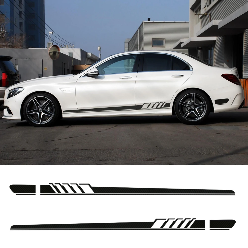 Car Styling NEW Edition 1 Style Side Stripe Skirt Sticker for Mercedes Benz C Class W205 C180 C200 C300 C350 C63 AMG Accessories Car Styling NEW Edition 1 Style Side Stripe Skirt Sticker for Mercedes Benz C Class W205 C180 C200 C300 C350 C63 AMG Accessories