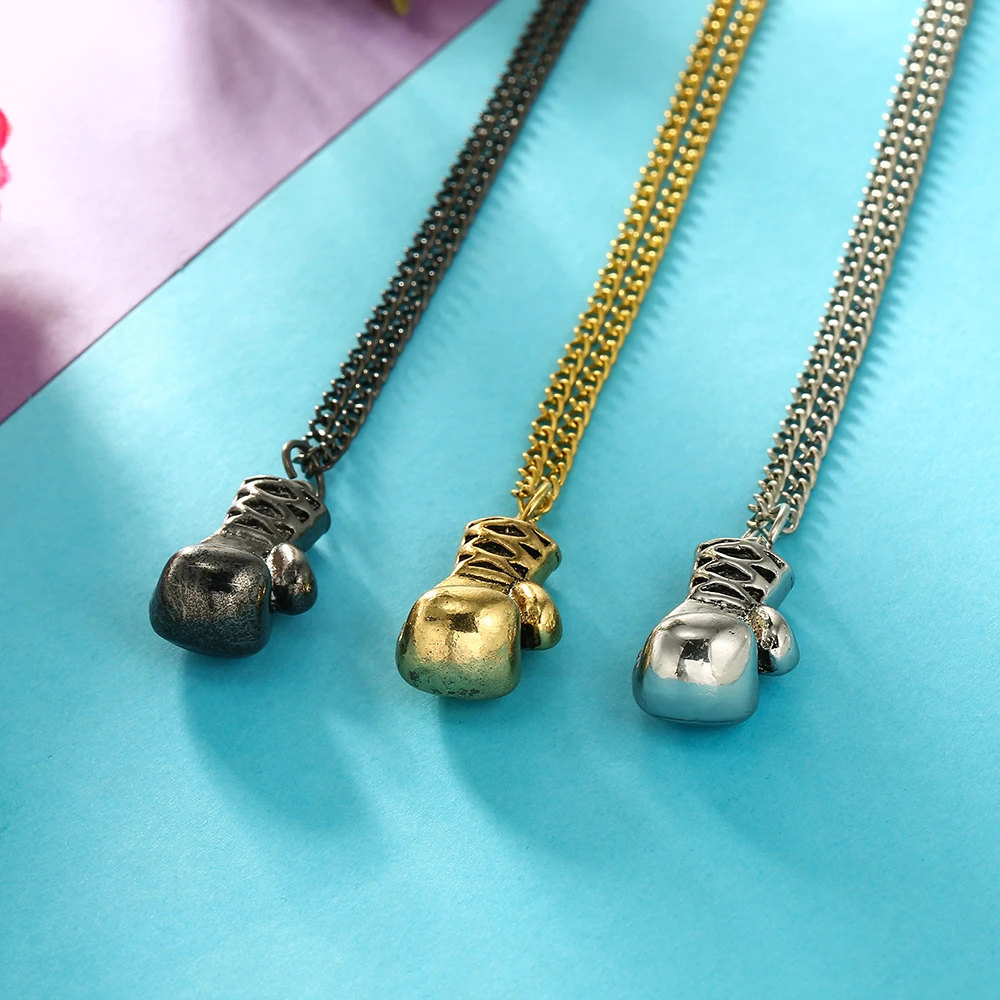 

Gold/Silver/Black Color Mini Boxing Glove Necklace Boxing Match Jewelry Cool Pendant for Men Boys Fashion Accessories