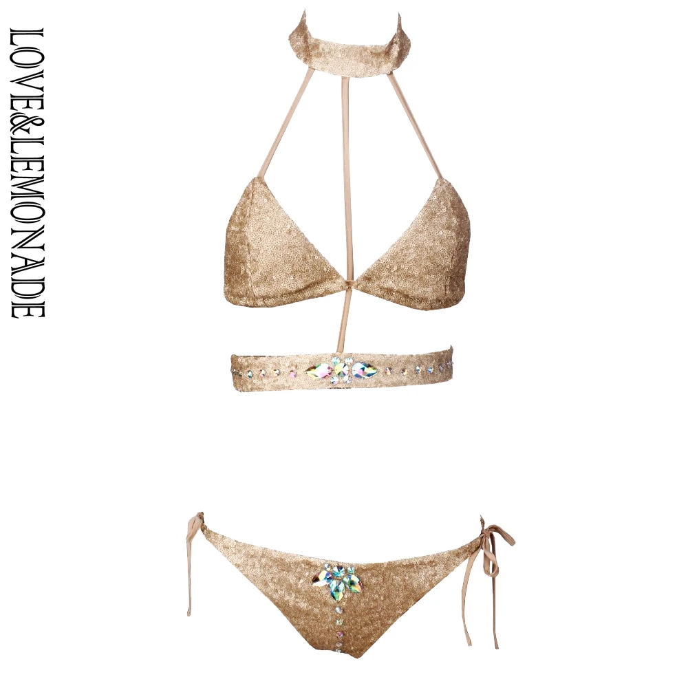 

Love&Lemonade Gold Sequins Cut Out Straps Two-Pieces Sets LM0059