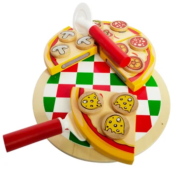 

Pizza Wooden Toys Food Cooking Simulation Tableware Children Kitchen Pretend Play Toy Fruit Vegetable with Tableware D154