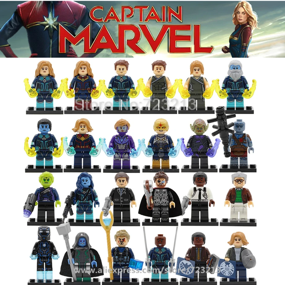 

Captain Marvel Carol Danvers Super Heroes Figure Iron Man Tony Stark Pepper Stan Lee Thor Korg Nova Building Blocks Bricks Toys