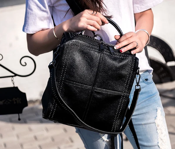 Новинка, корейский стиль, портативные женские рюкзаки, Элегантная модная повседневная сумка на плечо для колледжа, винтажная школьная сумка для девочек-подростков C273 - Цвет: Черный