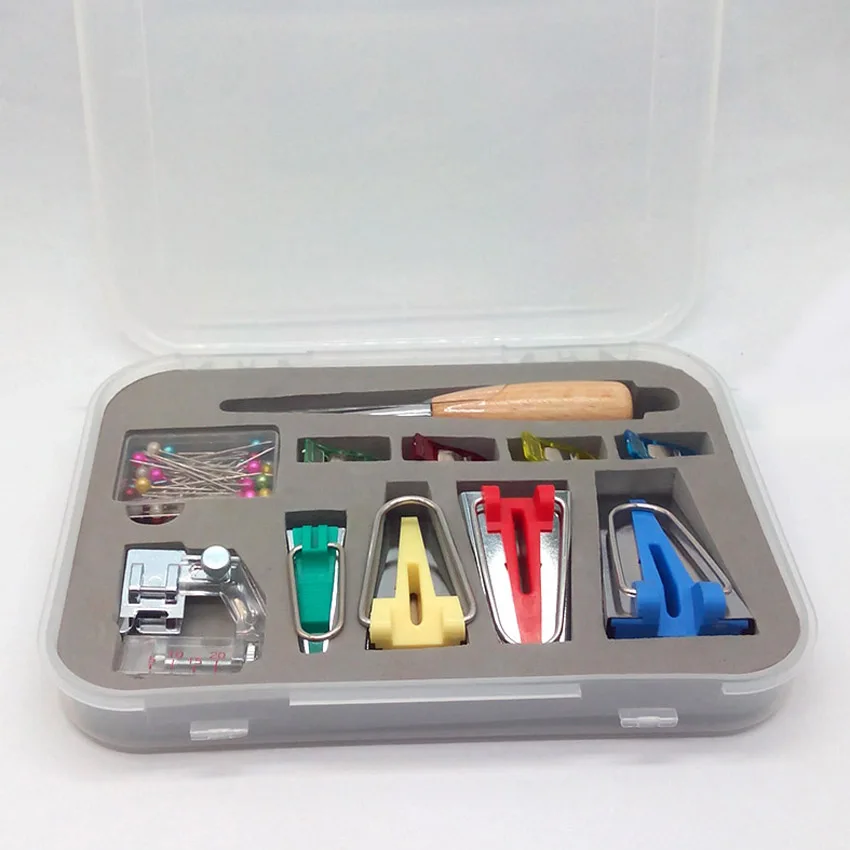 14-28 Days Delivery Bias Tape Maker Set Fabric Bias Tape Maker Tools 4 Sizes DIY Sewing Bias Tape Makers with Craft Clips Awl for Quilt Binding
