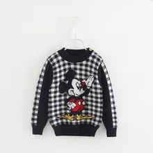 Одежда для маленьких мальчиков; высокое качество; Новинка; сезон осень-зима; детский хлопковый утепленный темно-синий свитер в клетку с рисунком