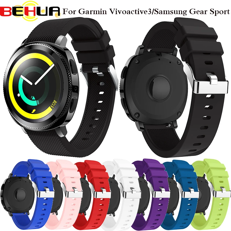 Ремешок BEHUA 20 мм для Garmin Vivoactive 3/Garmin 645/Huami Youth/Samsung Gear Sport силиконовый резиновый