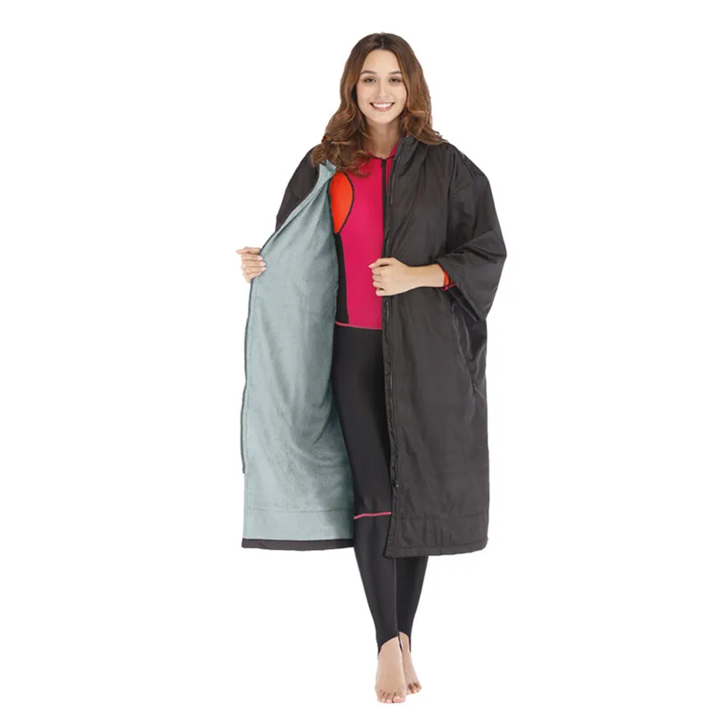 Водонепроницаемый балахон пончо мокрого костюма сушки халаты с микрофиброй махровой полотенечной подкладкой