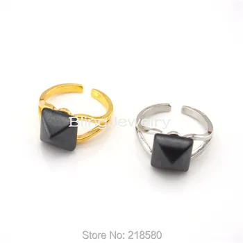 

H-R01 Healing Stone Hematite Pyramid Ring Silver or Gold Adjustable Ring