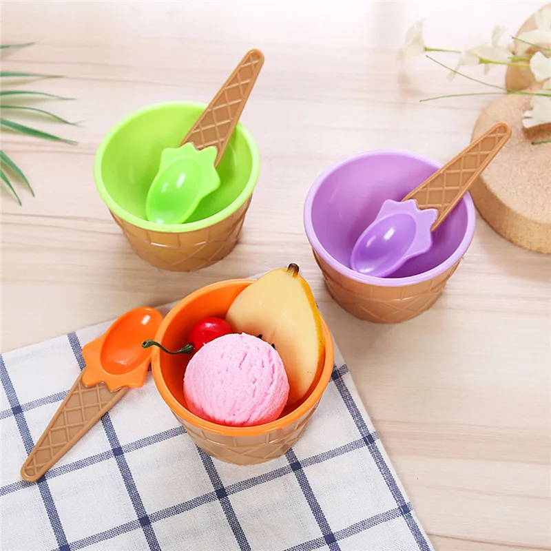 Children's Tableware Food Containers Cups Cream Bowls Spoons Dinnerware Kids Dishes Solid Feeding Baby Bowls Plates Ice Dishes