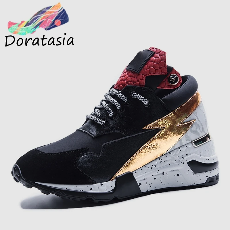 

DORATASIA 2019 New Spring INS Brand Genuine Leather Sneakers Women Large Size 35-42 Bling Casual Women Platform Shoes Woman