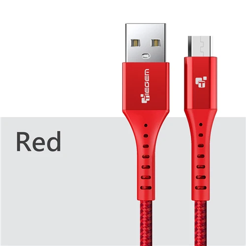 TIEGEM Micro USB кабель для Xiaomi Note 2.4A, ВЫСОКАЯ ЧЁТКОСТЬ, быстро заряжающийся мобильный телефон USB кабель для samsung S7 Android Зарядное устройство USB кабель 2 м 3 м - Цвет: Red