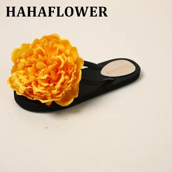 

HAHAFLOWER summer ladies big penoy sandals sweet casual fashion female beach flip flops women big flower slippers shoes A39