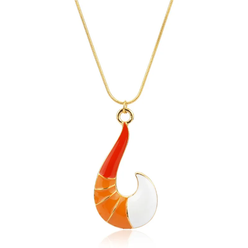 

New Anime Necklace Men Gold Fox Fish Hook Shape Pendants Lady Girl Charms Chic Necklaces Christmas Gift