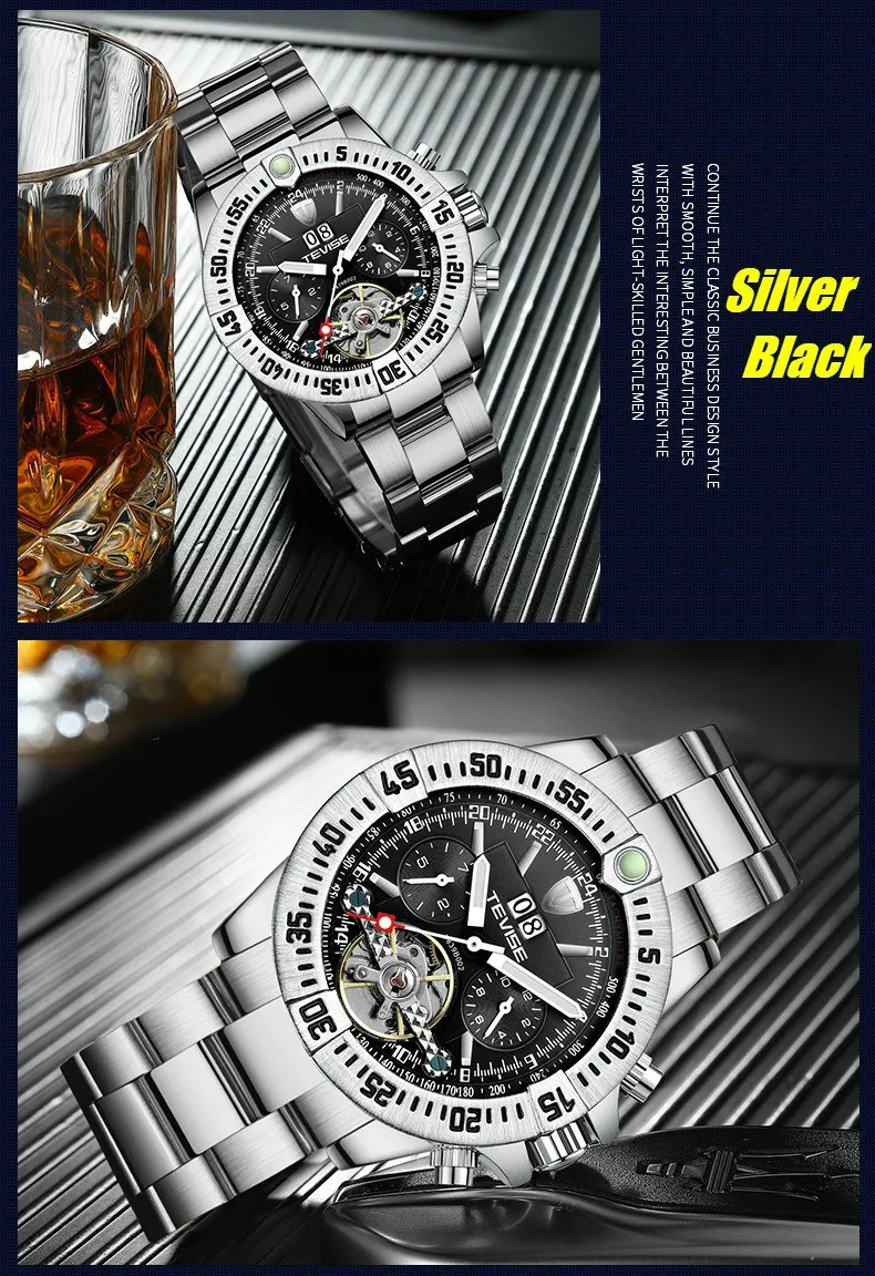 Модные эксклюзивные механические часы Tourbillon Автоматический календарь Мужские Бизнес часы водонепроницаемые наручные часы relogio masculino