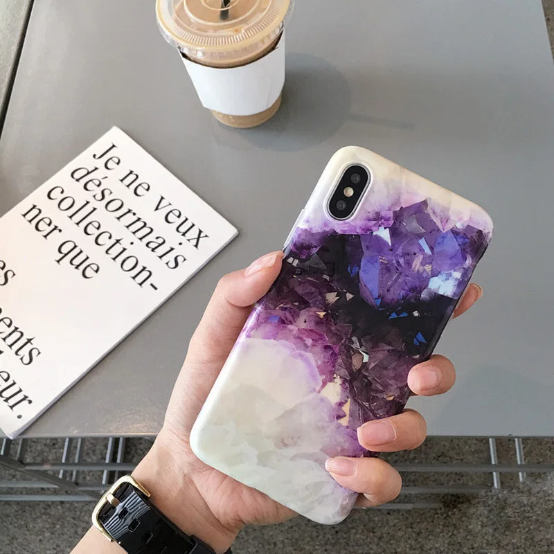 

Cold Wind Purple Crystal Apple7plus Mobile Phone Shell IPhone8/X Soft Shell Female Models 6plus Protective Cover