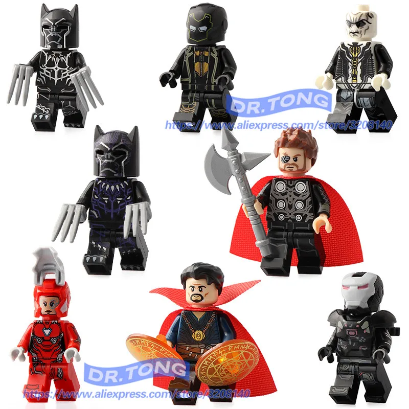 

8pcs/lot Super Heroes Thor Ebony Maw Doctor Strange Peper Potts Black Panther Dolls Building Blocks Toys Kids Gifts PG8136