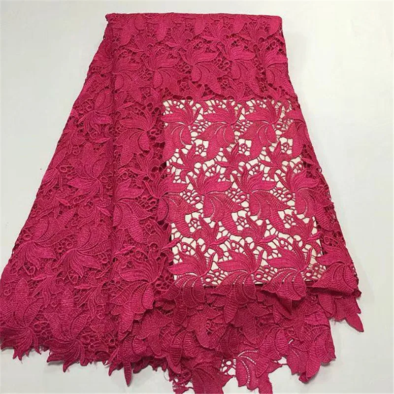 Latest Quality African Lace Fabric Embroidery Chemical Cord White Fushia Gold Guipure For Dresses | Дом и сад