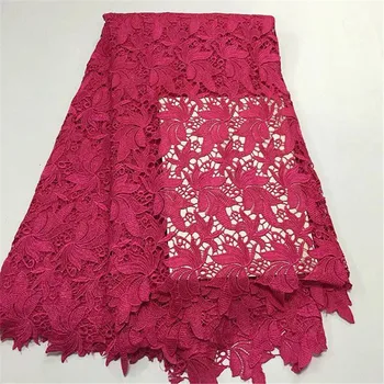 

Latest Quality African Lace Fabric Embroidery Chemical Cord Lace White Fushia Gold Guipure Lace Fabric For African Dresses Lace