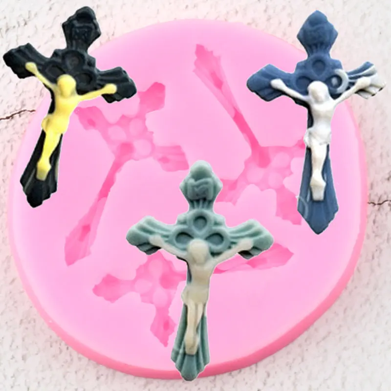 

3D Craft Cross Silicone Mold Cupcake Topper DIY Party Fondant Cake Decorating Tools Polymer Clay Candy Chocolate Gumpaste Mould