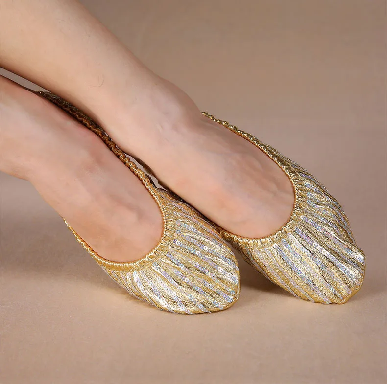 gold sequin ballet flats