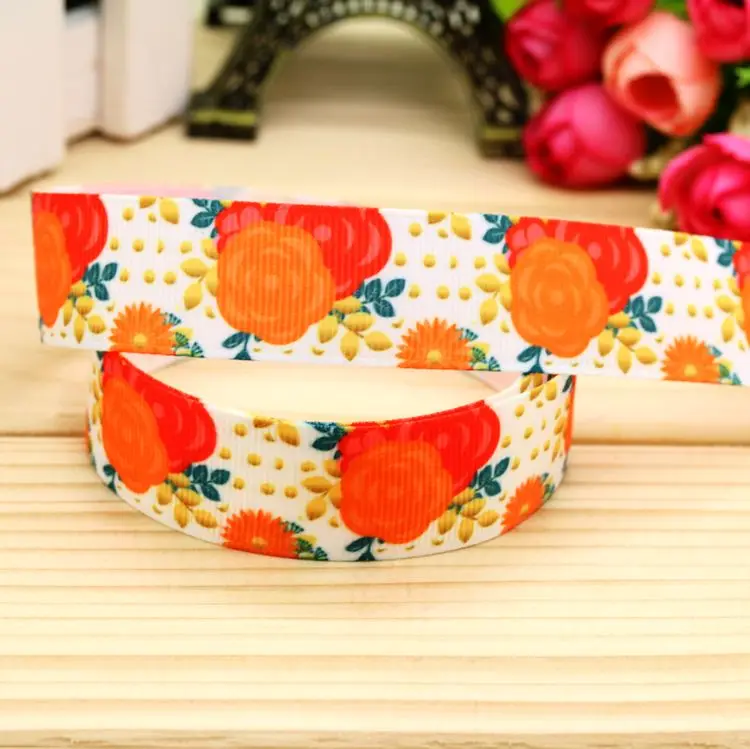 

Бесплатная доставка, корсажная лента с цветочным принтом 7/8 дюймов, головной убор, украшение для вечерние «сделай сам», оптовая продажа OEM, 22 мм P5634
