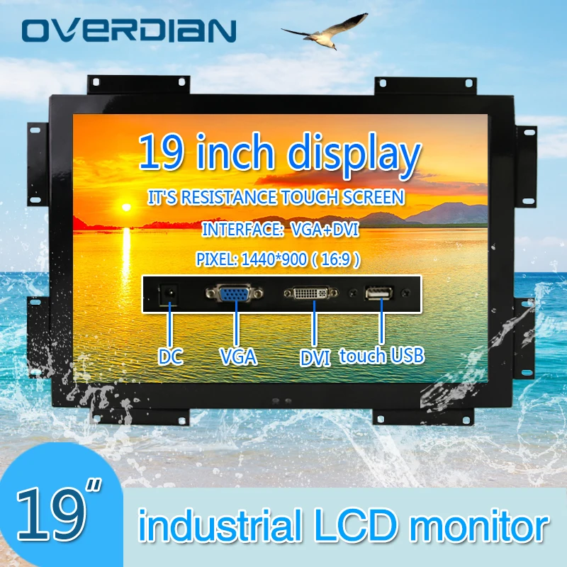 

19Inch/19"VGA/Touch USB/DVI Interface Metal Frame Industrial Lcd Monitor Resistance Touch Screen TFT Type Computer's Display